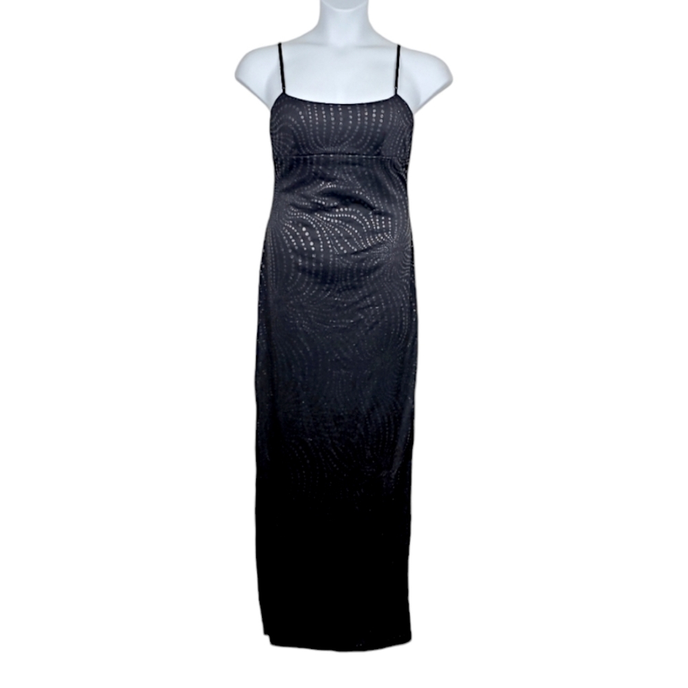 City Triangles Womens Sleeveless Y2K Black Glitter Dot Mesh Maxi Dress Size M
